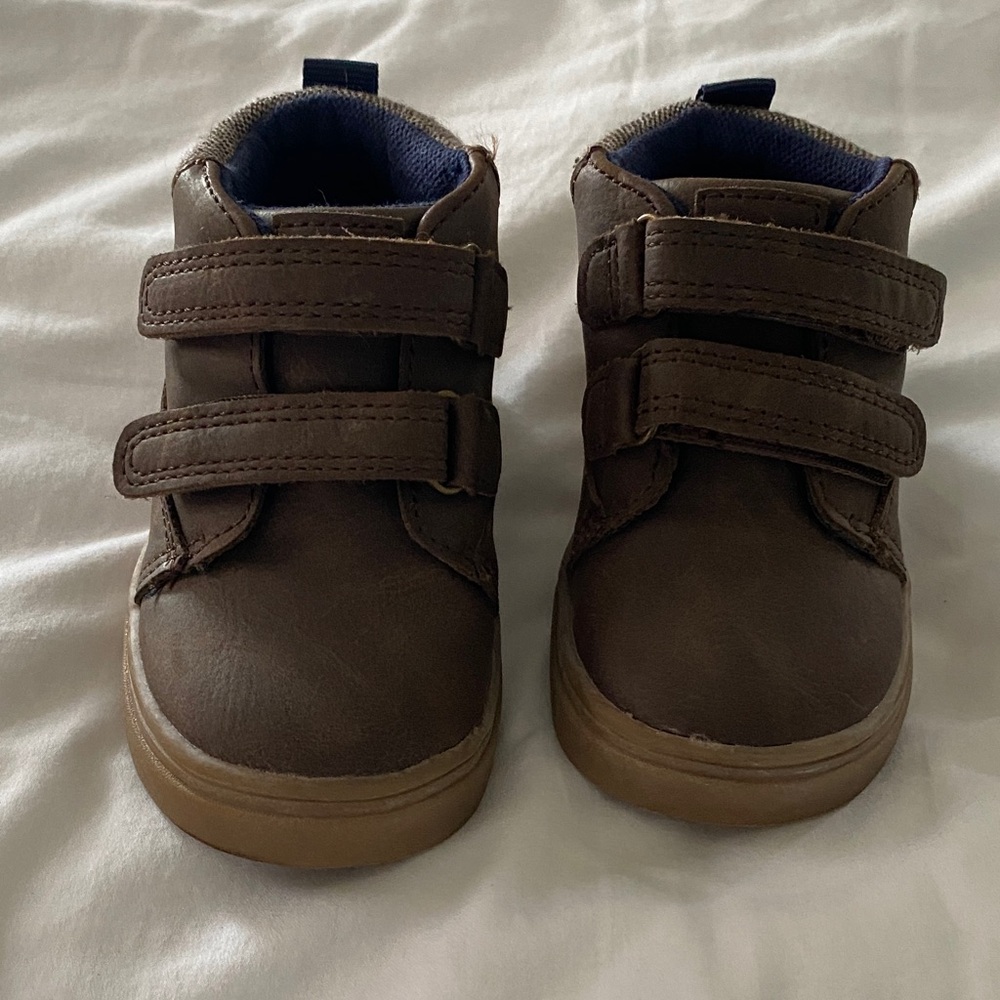 Brown Kids Shoes with Velcro Straps